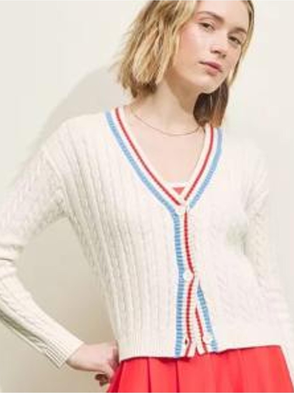 Prince Pickleball Cable Knit V-Neck Cardigan